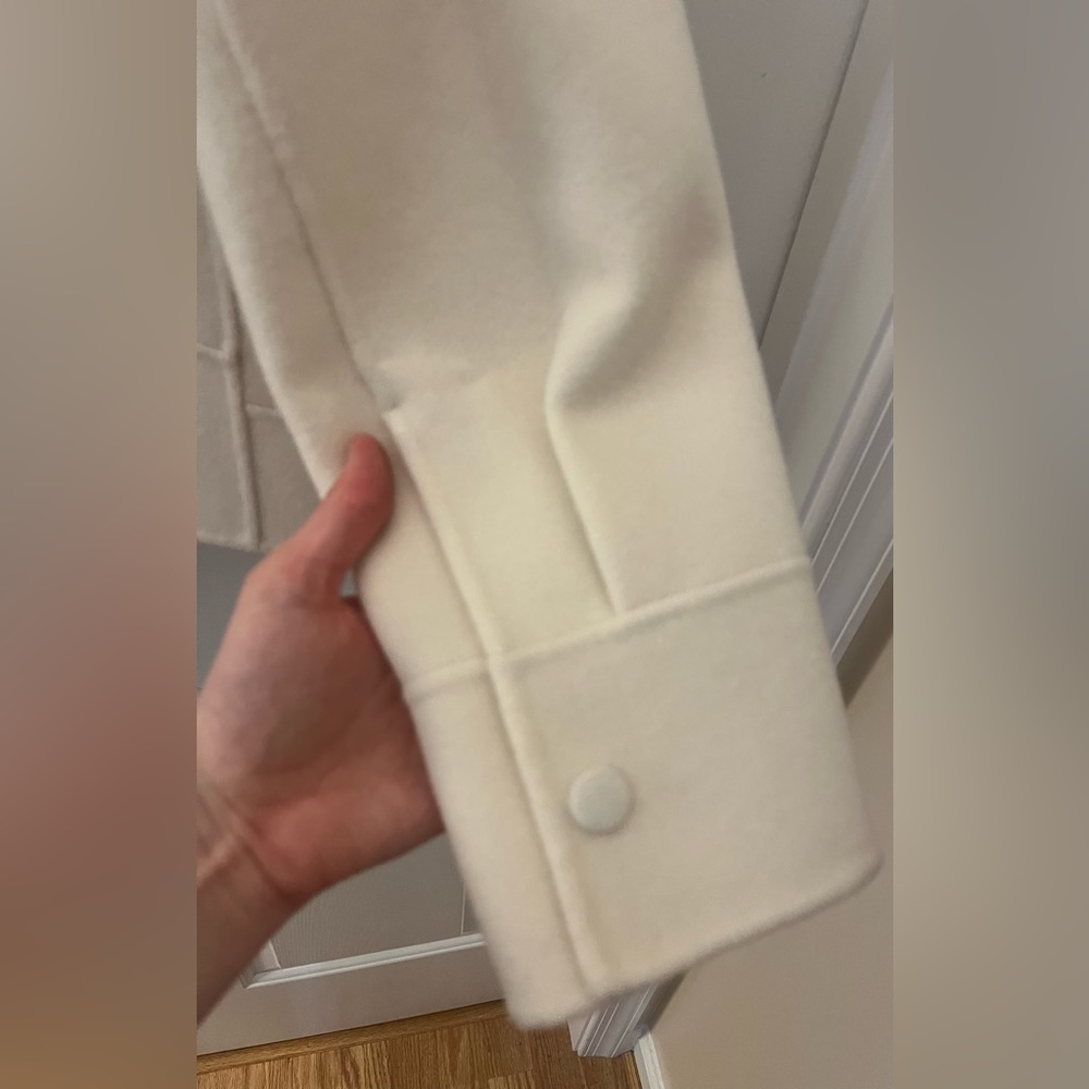 Theory NWT Oversized Moto Jacket in Double-Face Wool-Cashmere Cream 0 - Picture 9 of 11